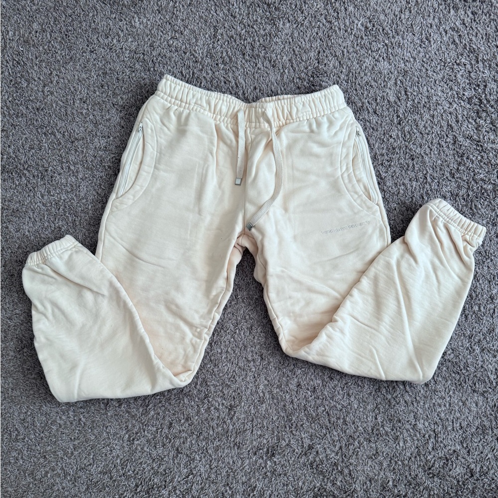 Cream, thick, high quality, front back pocket sweatpants, unique